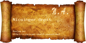 Nicsinger Anett névjegykártya